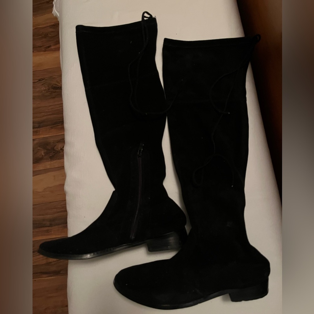 Very Volatile Tall Black Suede Black Boots, Size 8.5 M